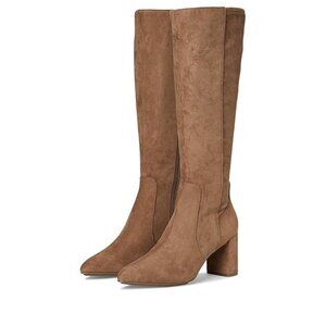anne klein barnard  truffle brown ultrasuede fitted tall boots new sz 6 M